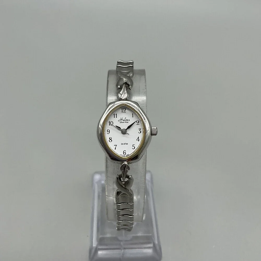 Helm's Womens Watch 19mm White Dial Silver Tone Expansion Bracelet New Battery